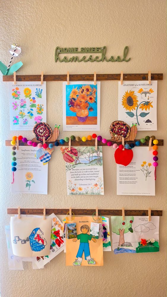 Our homeschool art wall